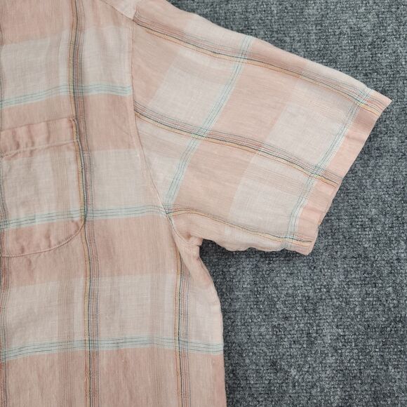 Tommy Bahama Shirt Mens XL Plaid Linen Camp Loop Collar Coconut Buttons Sur Mer - Picture 7 of 16